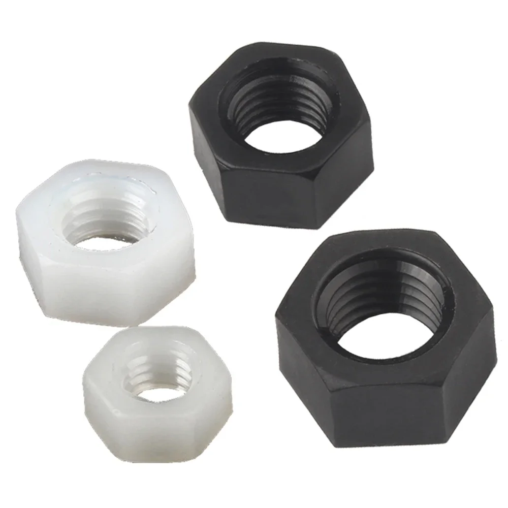 5-50Pcs M2 M2.5 M3 M4 M5 M6 M8 M10 M12 M14 M16 M18 M20 Black or White Plastic Nylon Hexagon Nut