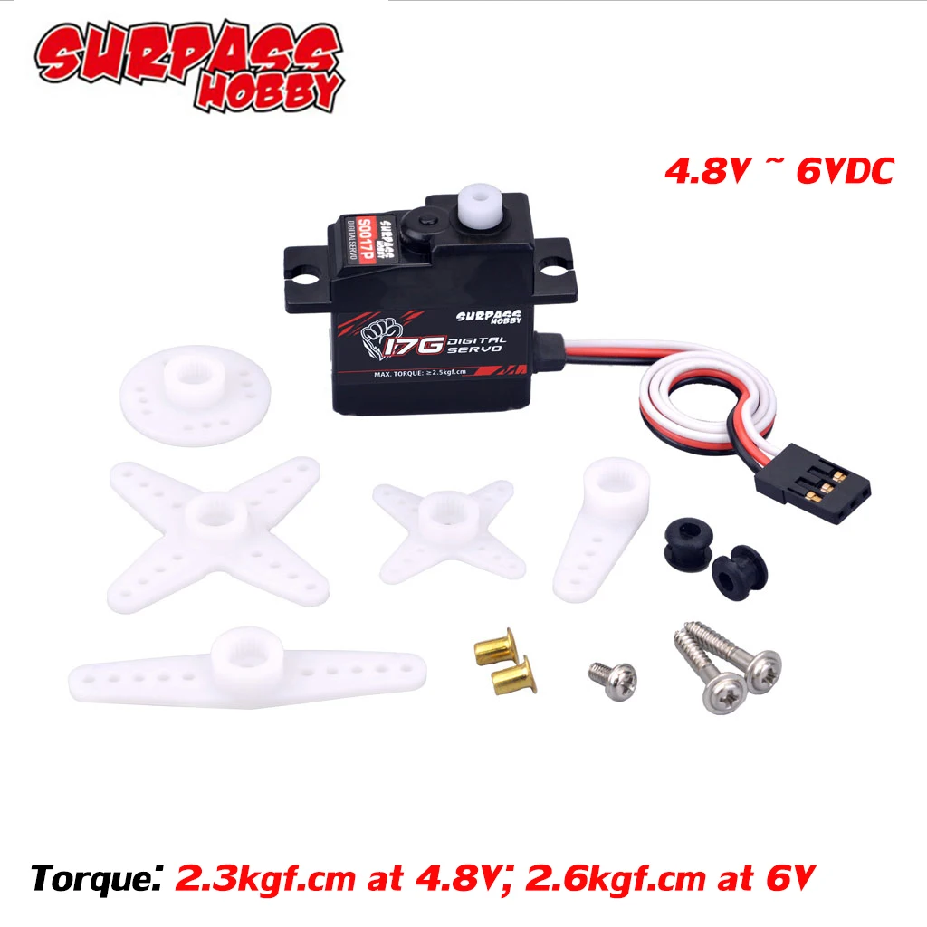 

SURPASS HOBBY RC Car Servo 17g Plastic Gear 2.6KG Digital 4.8V ~ 6VDC Motor for Airplane Robot Boat Model Toy Accesorries Part