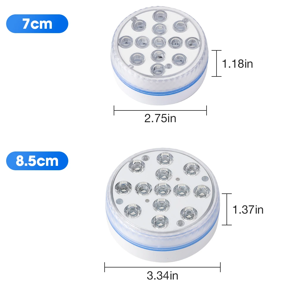 Updated Submersible LED Lights with Remote Underwater Pool Light IP68 Magnet 13 LED Bright Lamp RGB for Pond/Pool/Aquarium underwater pool lights