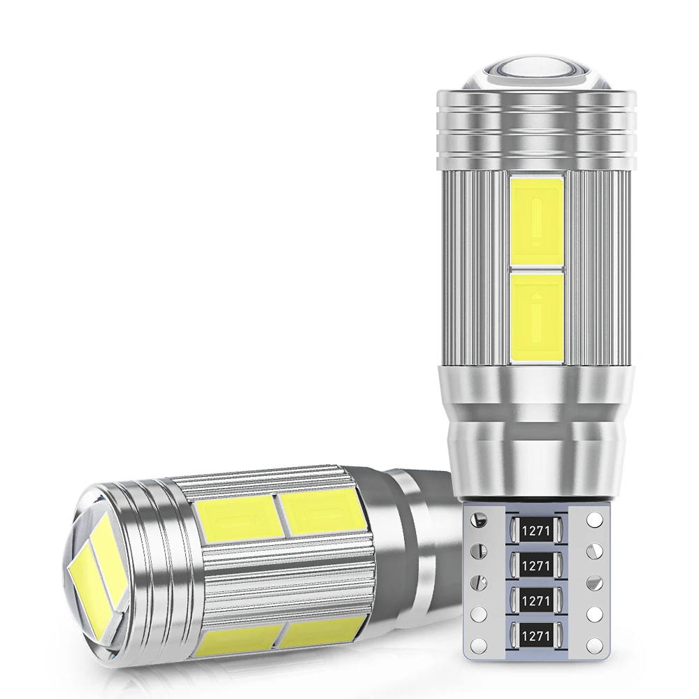 

10PCS T10 W5W 194 LED Bulb for Car LED Signal Light Canbus 5630 Chips 6500K 12V White Auto Wedge Side Trunk Lamps White