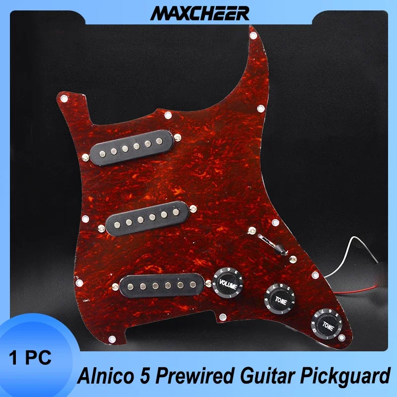 

Alnico 5 SSS Prewired Guitar Pickguard Loaded Pickguard Staggered Pickups 48/50/52mm for FD ST Guitar 9 Colors Choose