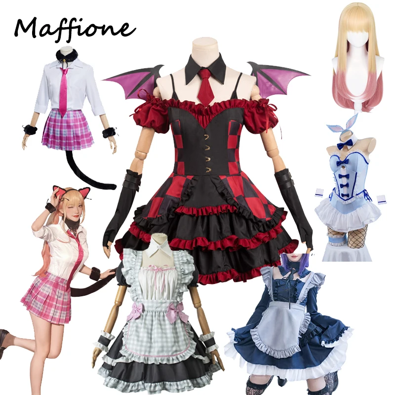

Anime Kitagawa Marin Cosplay Lolita Dress Costume Outfits Red Skirts Headwear Halloween Carnival Party Suit