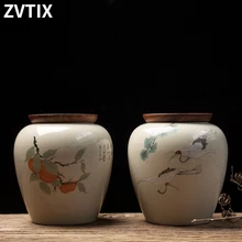 

Creative Home Storage Jars For Spices Portable Ceramic Tea Box Sealed Solid Wood Container Large Capacity Household Storage Tank