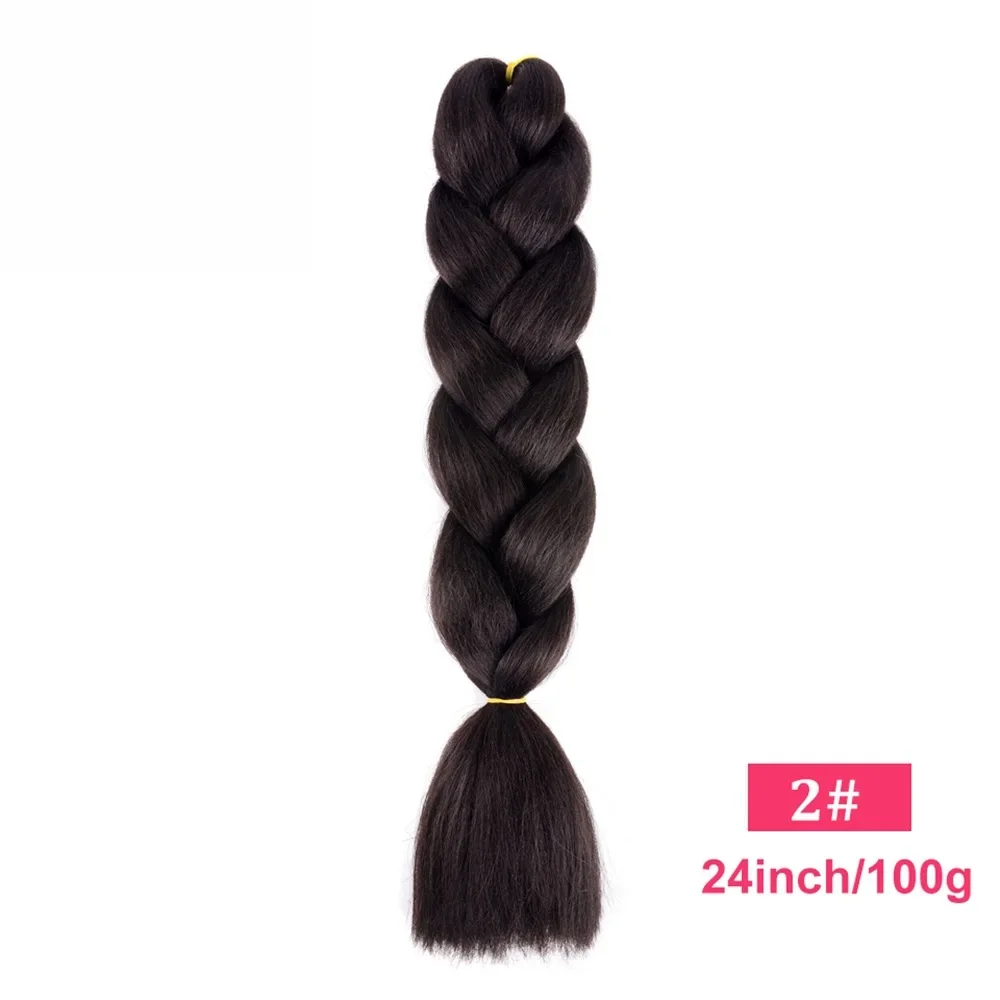 24 Inches Synthetic Fiber Pure Color Straight Jumbo Braids Hair Extensions For Women And Girl African Braiding Hair 1B 2# 4# 30 3