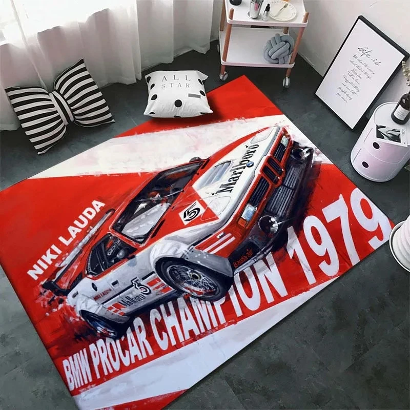 Cool Racing Car Pattern Non-Slip Area Rug