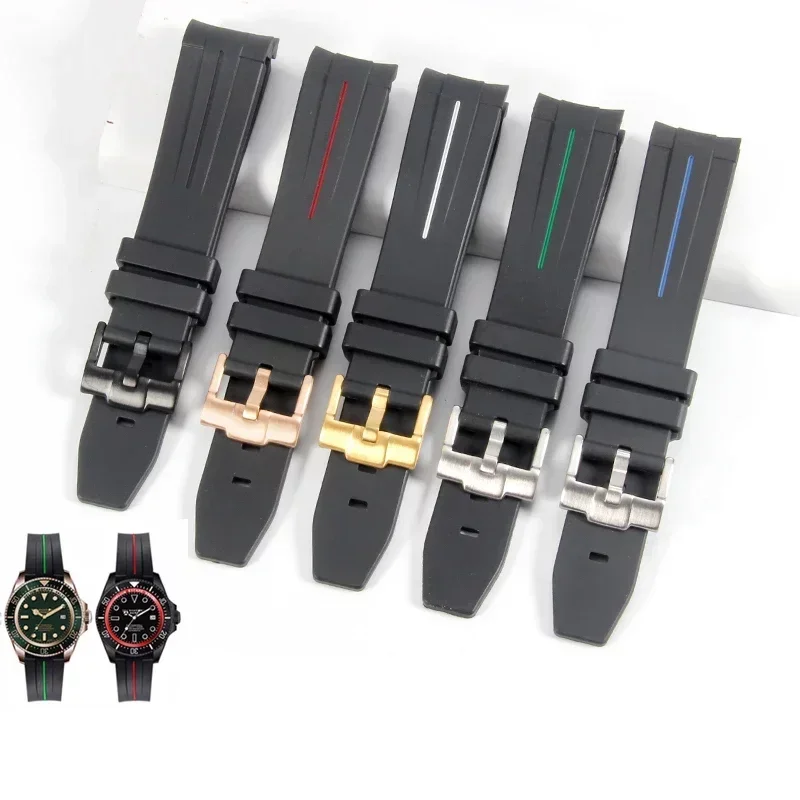 Per Rolex Rubber Gmt Men Diving Outdoor Green Submariner Black Water Ghost Series Cinturino Per Orologio In Silicone Impermeabile Da 20Mm