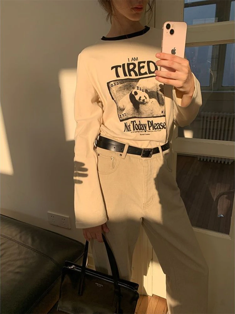 

Deeptown Y2K Aesthetic Kawaii Animal Panda Print T Shirts Women Harajuku Vintage Cartoon Oversized Tees Kpop Grunge Casual Tops