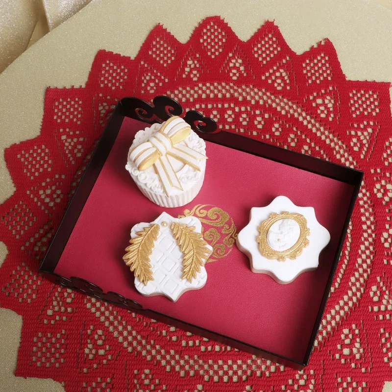 Chinese Style Red Wedding Cake Stands Dessert Table Cupcake Cakes Plates for Birthday Baby Shower Party Decoration Food Tray
