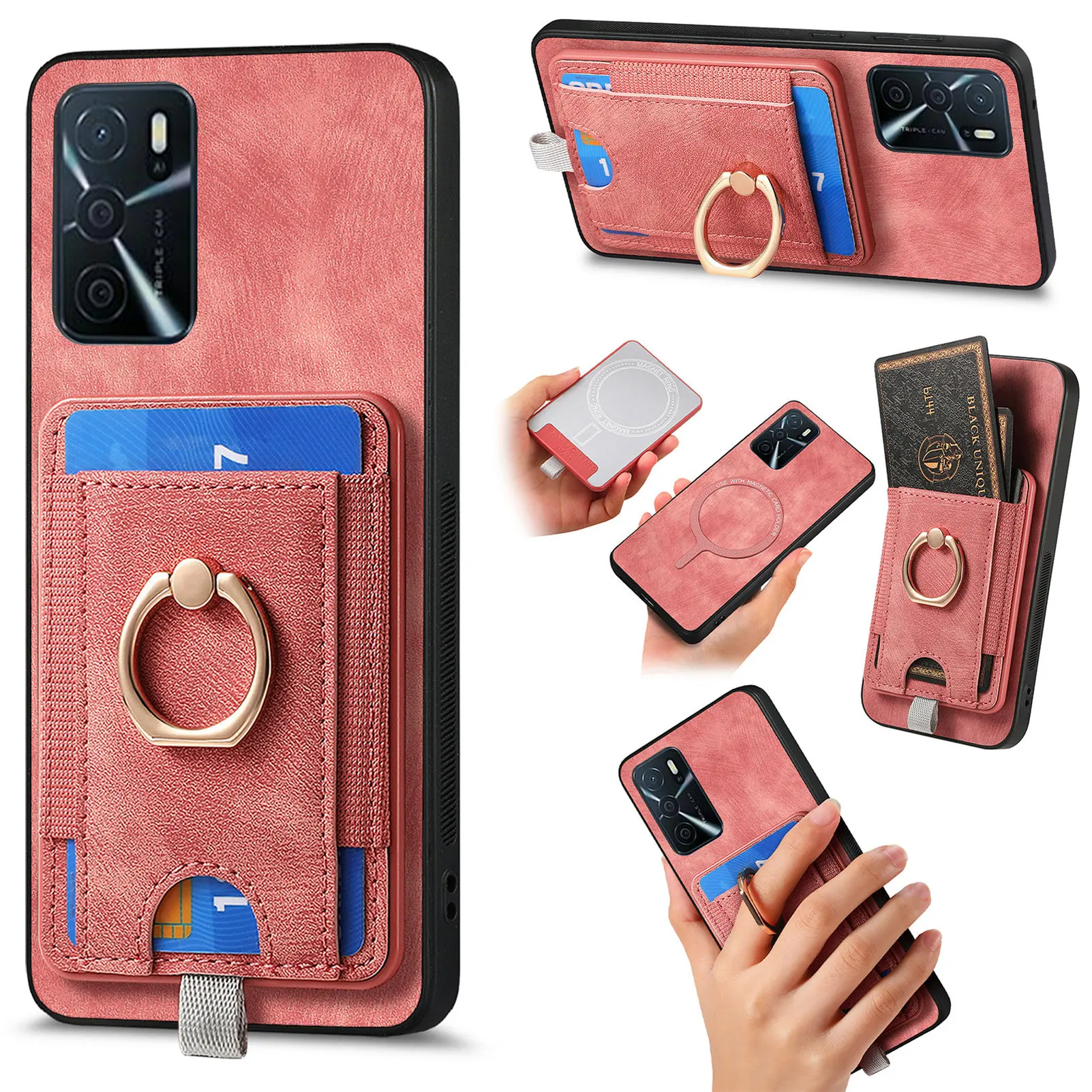 Dual-Function Leather Phone Case with Wireless Charging and Card Holder