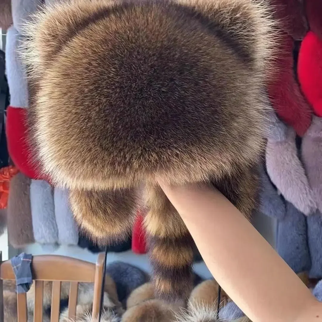 Cute Faux Fur Raccoon Tail Parent-Child Plush Hat Natural Fur Hat