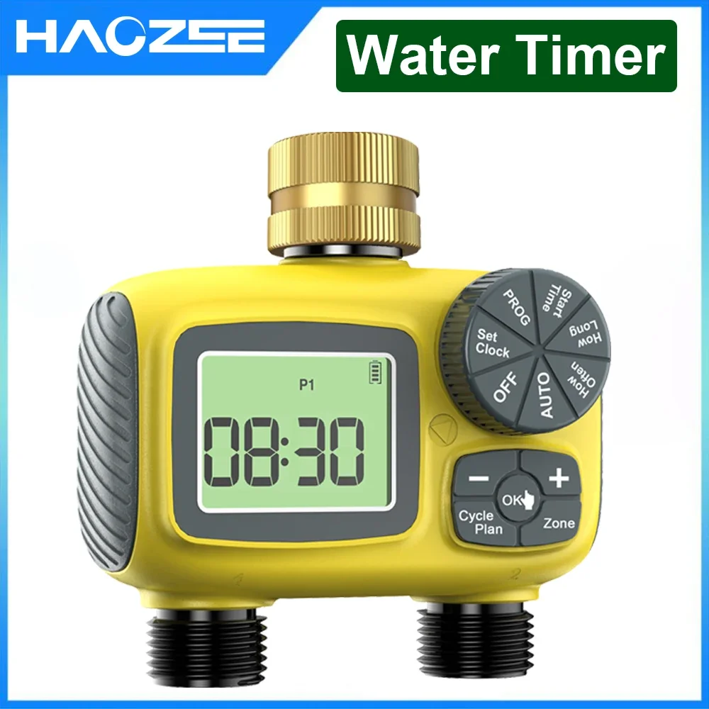 Haozee Smart Garden Watering Timer Intelligent 1/2/3-Outlet Irrigation Watering System Sprinkler Timer IPX7 LCD Display
