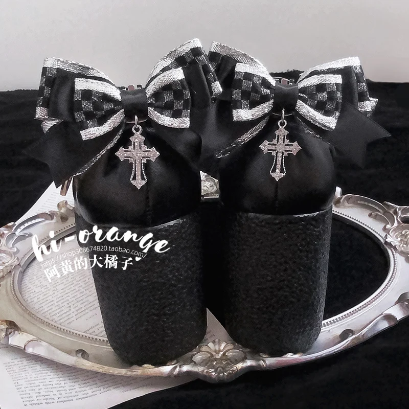 Cross Plaid Bowknot Shoe Clip Fashion Shoe Accessories Lolita Women's All-match Shoe Ornament Shoe Buckle Accessories