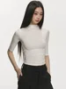 Sexy Bla ort Sve T-irt Women Early Autumn Pure Desire Slim Fit ort Sle oulder Top Casual Sle Universal pe