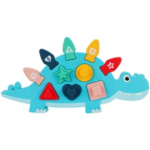 

Kids Baby Montessori Toys Dinosaur Puzzle Set with Block and Panel Plastic Animal Shape Jigsaw Puzzle Early Education Toys Gifts