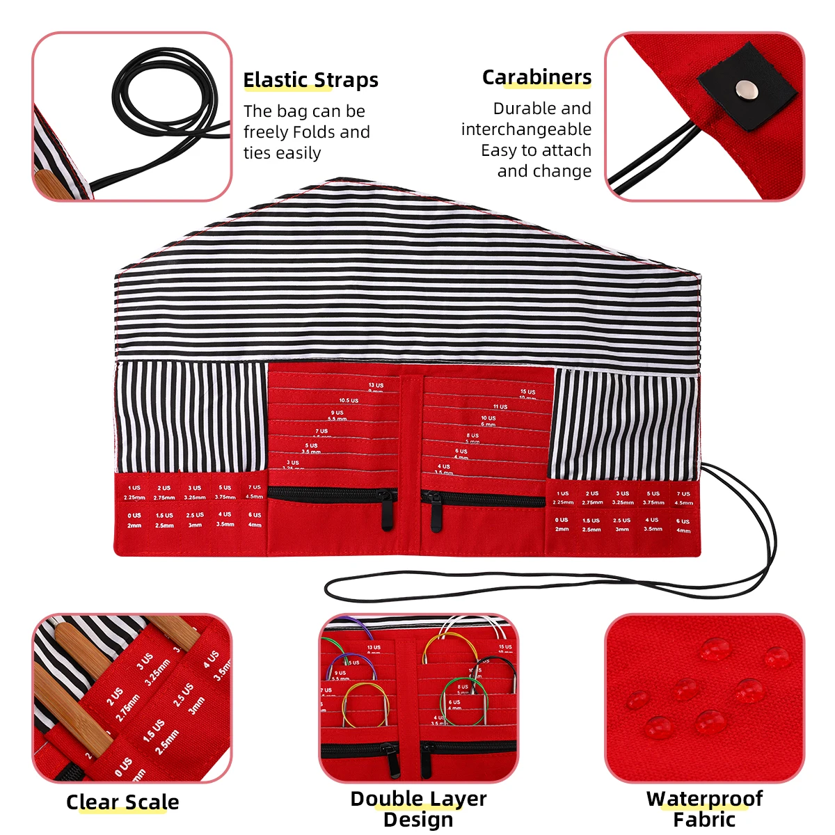 Empty Knitting Needles Storage Bag Waterproof Crochet Hooks Organizer Foldable Bags For Sewing Tools Accessories