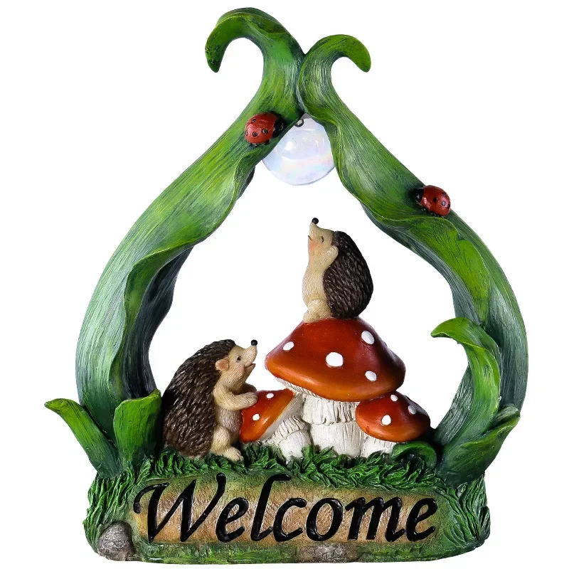 

Outdoor Garden Solar Night Light Mushroom Garden Resin Simulation Animal Small Hedgehog Ornament