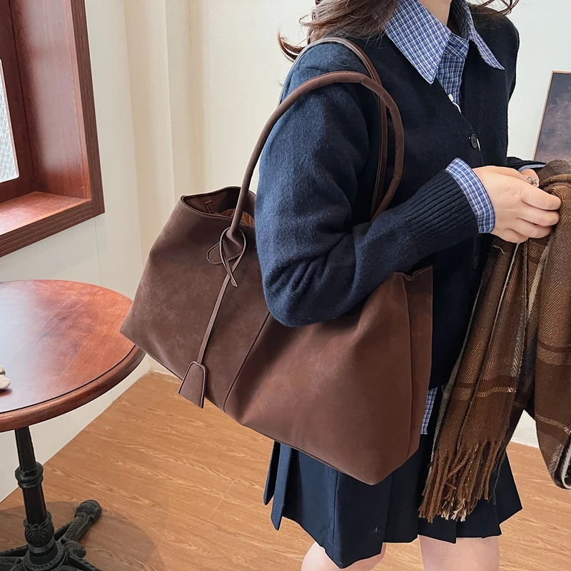 Faux Suede Shoulder Bag Trendy Work Bag Luxury Top Handle Bag Fashion Satchel Bag for Women Work Shopping Travel