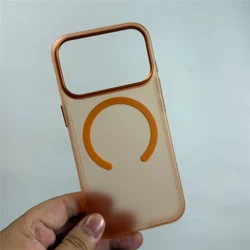 Ultrathin Matte Translucent Magnetic Shockproof Case with Metal Lens Frame - iPhone 17 Pro (Orange)