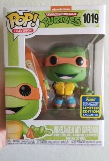 thumbnail image 5 of NUEVA llegada Funko Pop Turtles #18 Michelangelo con tabla de surf #1019 Figuras de acción de anime Juguetes Colección Muñecas Regalos para niños, 5 of 5