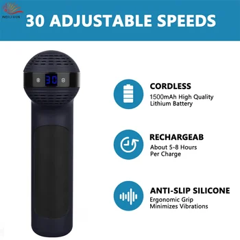 Electric Deep Muscle Fascia Massager, 30 Speed Levels & 8 Massage Heads, Quiet Neck Body Relax Fitness Equipment