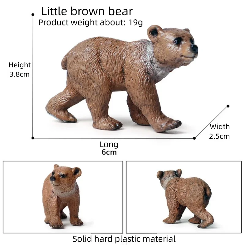 Realistic Black and Brown Bear Cub Figurines for Home Decor and Collections