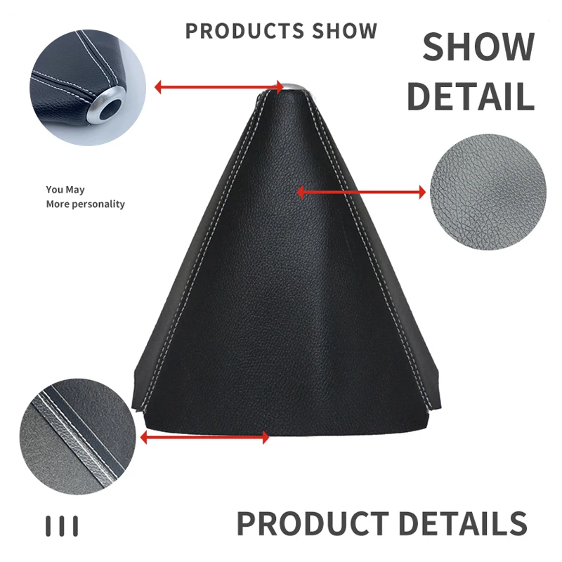 Universal JDM Car Gear Shift Knob Boot Cover Collar Leather Shifter Lever Cover With Red Stitching Fit For Most Car gear shift knob cover