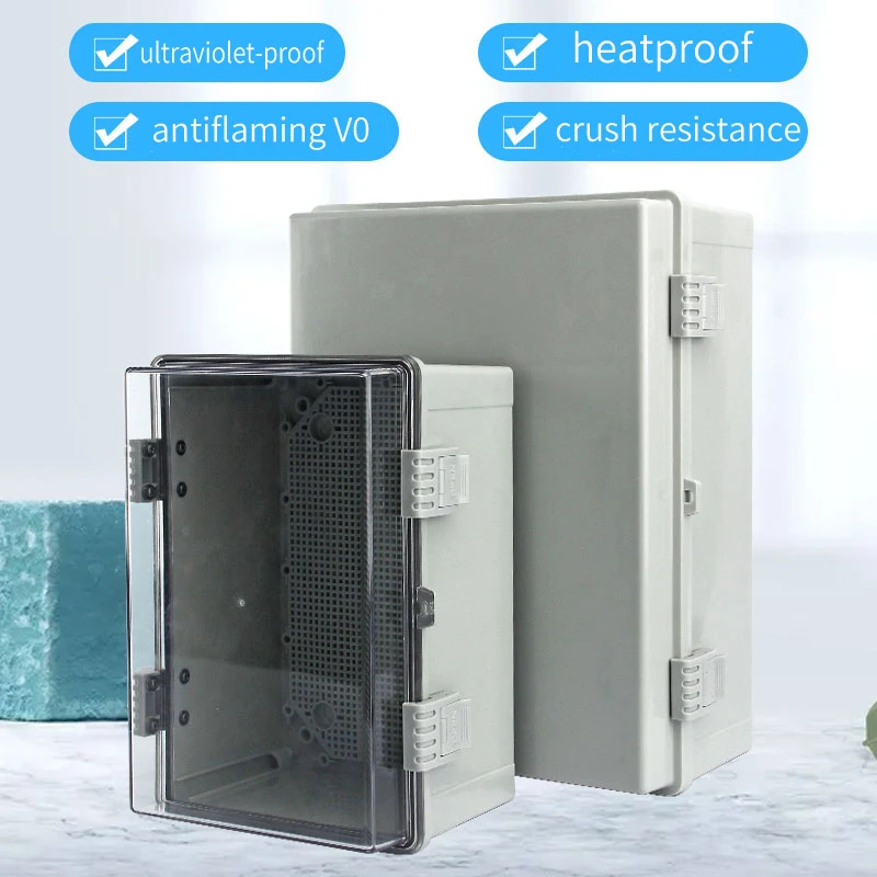 Waterproof Gray/Transparent Cover Enclosure Juction Box ABS Plastic Outdoor Electronic Waterproof Box Distributio IP66 outdoor electrical box