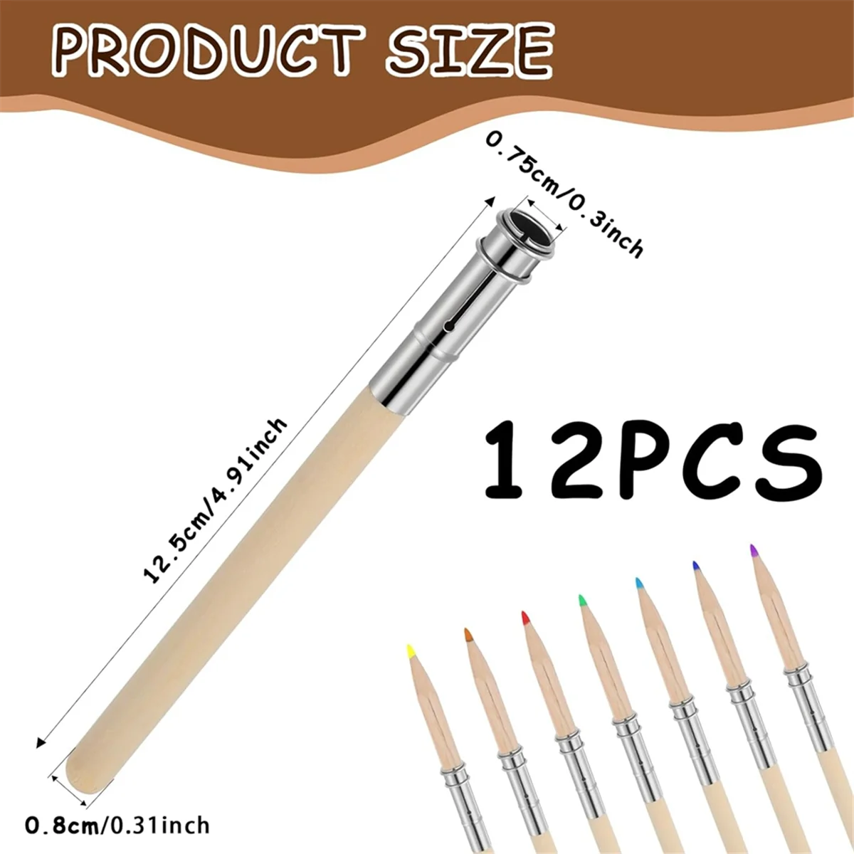 12 PCS Wooden Pencil Pencil Extenders for Artists with Adjustable Metal Handle Lengthener Pull Charcoal Holder