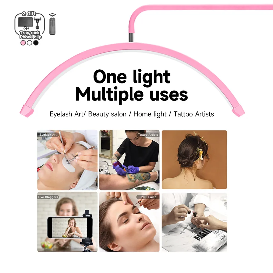 Custom OEM logo half moon eyelash extension lamp eyelash beauty nail floor lamp 5