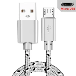 Fast Charging Nylon USB A to Micro USB Cable - Durable Data Charger, 1M/2M/3M Length Options - 2m (White)