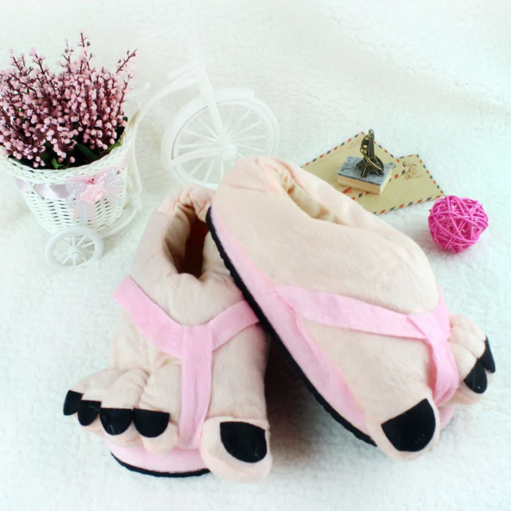 Winter Funny Slippers for Men Women Cute Home Shoes Big Foot Furry Slippers Unisex Indoor Boys Man Fuzzy Five Finger Slippers 4
