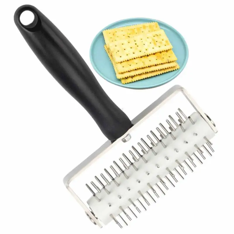 

Pizza Dough Docker Roller Stainless Steel Roller Dough Maker Hole Pin Portable Pastry Pie Needle Wheels Cutter Pizza Pie Dough