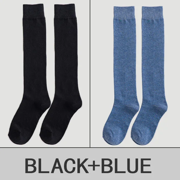 2 Pairs Women Cotton Knee High Socks Black White Solid color Fashion Casual Calf Sock Female Girl Party Dancing Sexy Long Socks sockwell compression socks Women's Socks