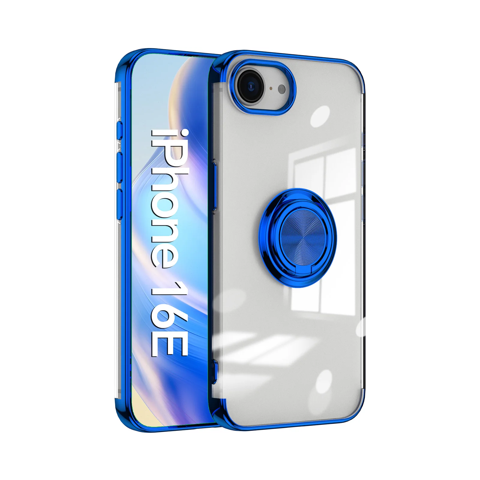 Shockproof Clear Silicone Phone Case with Ring Holder and Magnetic Bracket