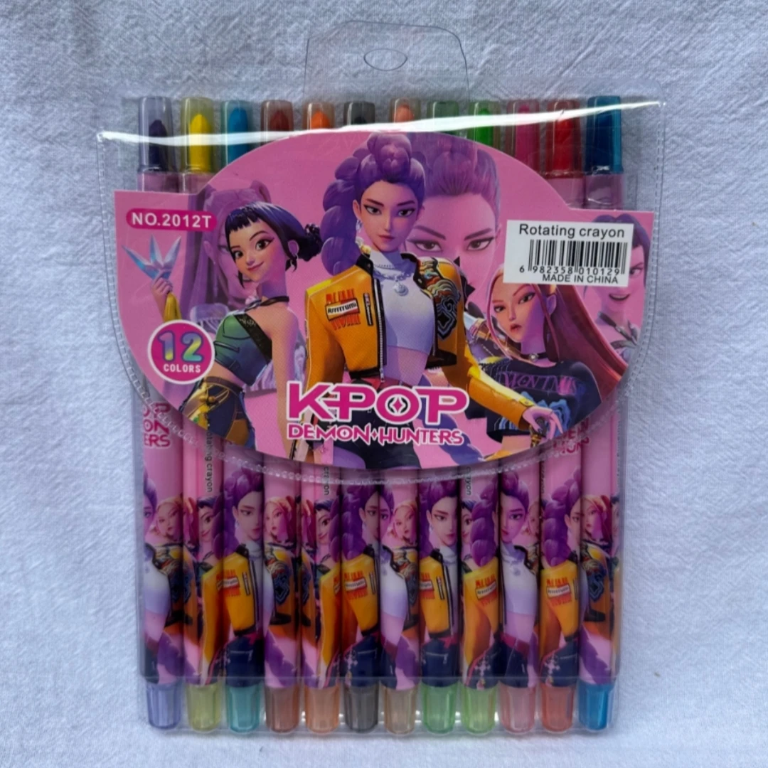 Popular rotating crayons girl group style 12 colors cute drawing tools for kids students daily coloring painting stationery - 2