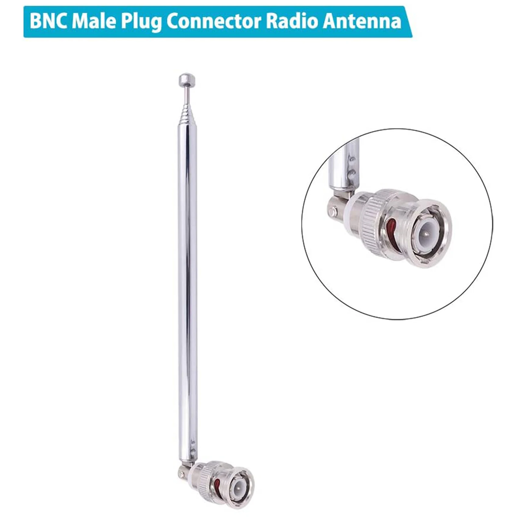 BNC 라디오 안테나, BNC 수 플러그 잭 커넥터 어댑터, 텔레스코픽 스테인리스 스틸 HF VHF UHF BNC 안테나, 2 팩