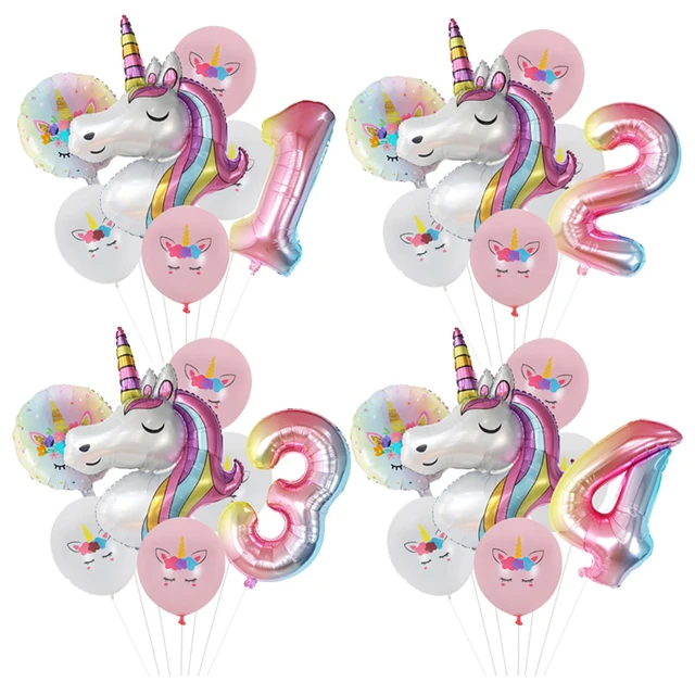 Arcobaleno unicorno palloncino numero Foil Globos 1 2 3 4 anni decorazione  festa di compleanno Kid Unicorn festa a tema palline di nozze giocattolo -  AliExpress