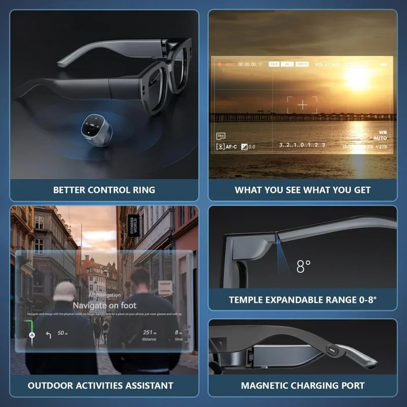 Inmo Air 2 Smart AR Ring Wireless Control Camera Glasses AI ChatGPT Real Time Translation Languages Micro OLED Screen Portable