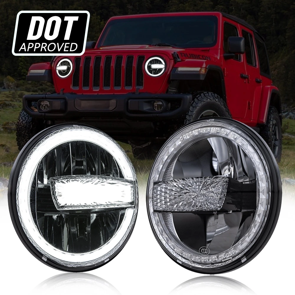 

7 inch LED Headlights with DRL Hi-Lo Beam 6500K for Jeep Wrangler JK / Unlimited 2007-2016 TJ LJ unlimited 2004~2006 CJ-7