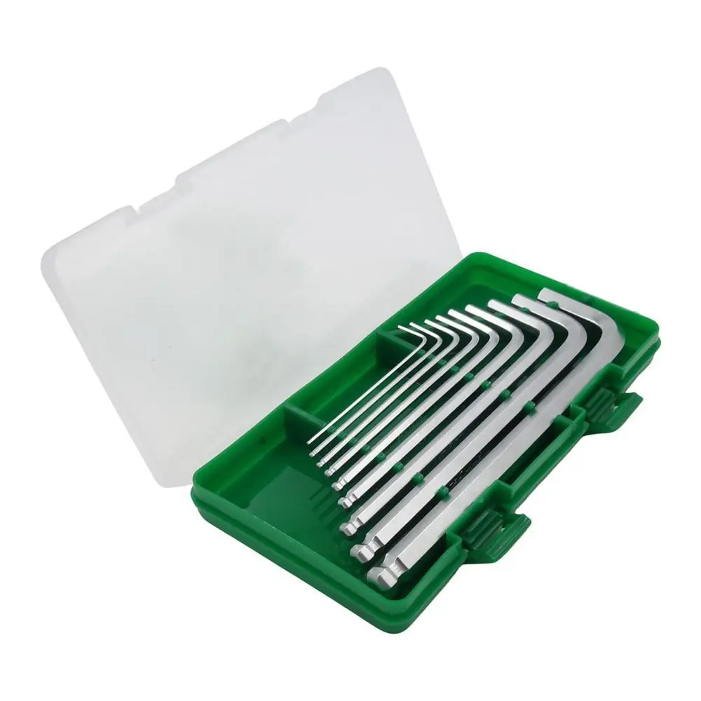 Chrome Vanadium Steel Metric Ball End Hex Key Set Industrial Grade Hex Key Allen Wrench Set 9-Piece