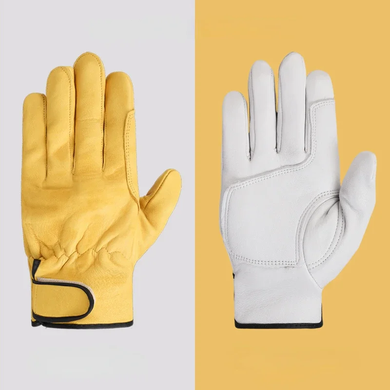 

Work gloves sheepskin leather workers work welding safety protection garden sports motorcycle driver wear-resistant gloves