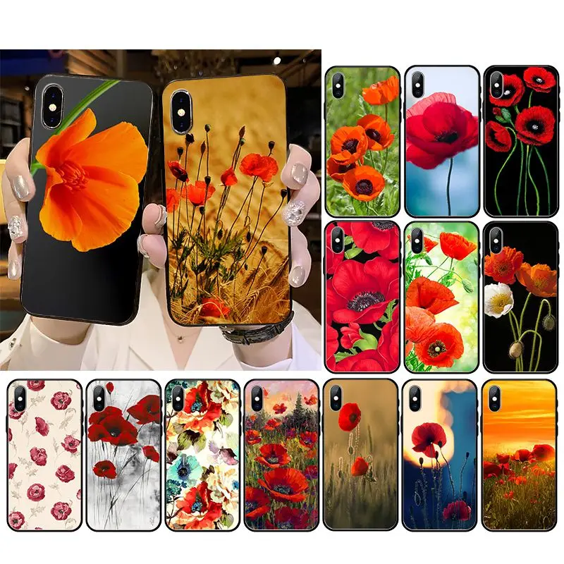 Custodia Per Telefono Con Fiori Di Papavero Red Poppies Per Iphone 15 14 13 Pro Max 12 11 Pro Xs Max Xr 7 8 Xr 12Mini