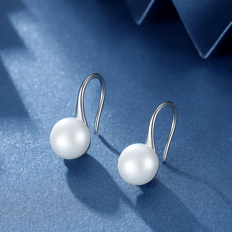

925 Sterling Silver White Pearl Drop Earring for Women Aros Mujer Oreja Bizuteria Orecchini Silver 925 Jewelry Pearl Earrings
