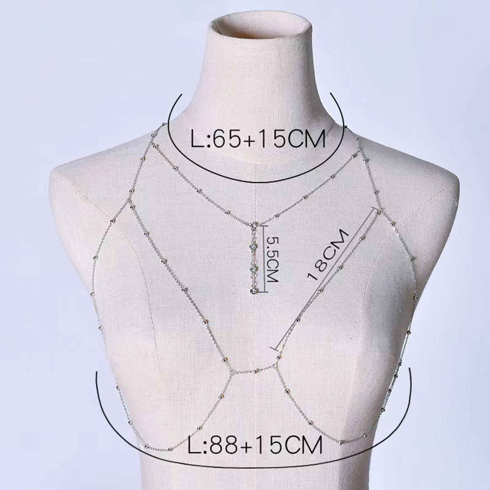 Women's Moon Belly Waist Cross Body Harness Chain Necklace Bikini Body Jewelry 7DI3
