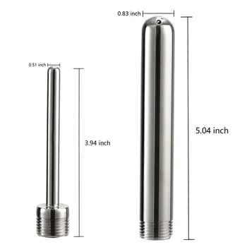 Silicone Long Enema Plug Stainless Steel Douche Enema Syringe Shower Cleaning Head Anal Beads Butt Plug Nozzle Tip Gay Toy 6