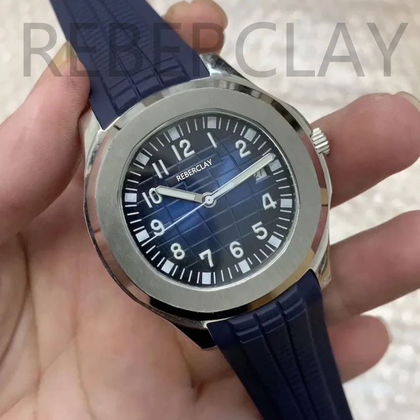 

Часы наручные Nautilus Мужские механические, Роскошные автоматические японские водонепроницаемые с резиновым ремешком, с синим циферблатом, 904L