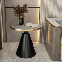 Table d'appoint ronde de luxe avec plateau en marbre et base en métal, table d'appoint moderne pour petit espace, salon, chambre à coucher, hôtel 3