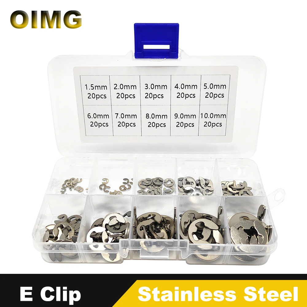 120/200pcs E Clip Washer Kit 304 Stainless Steel EClip Circlip