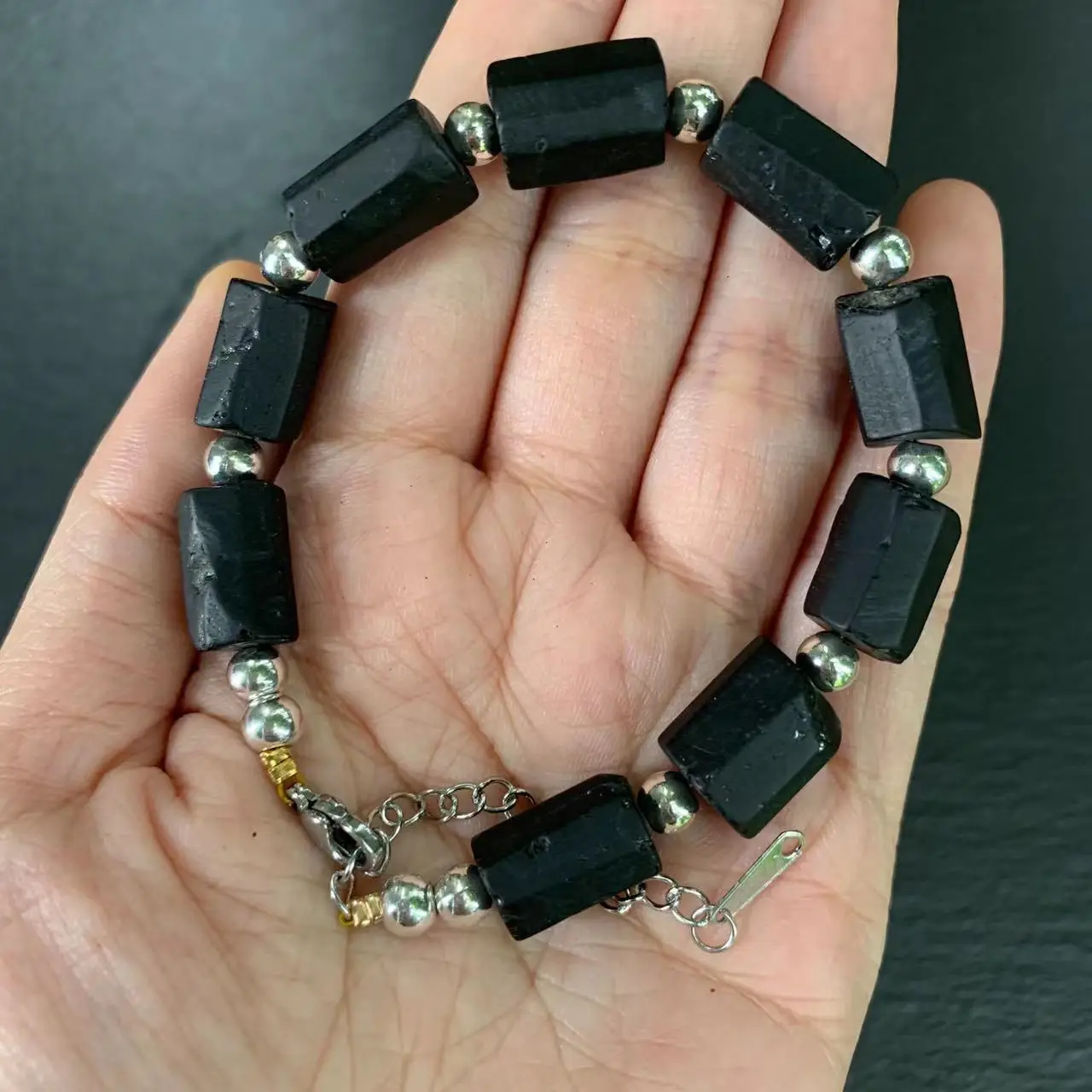Natural Tourmaline Bracelet Black Stone Bucket Jewelry Wholesale Design Handmade GEM Beads Healing Women MEN Jewelry Gifts