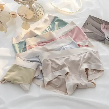 4Pcs/Set Women's Panties Modal Underwear Female Comfortable Seamless Sexy Lingerie Intimates Underpants Briefs Girls Solid M-XL 1